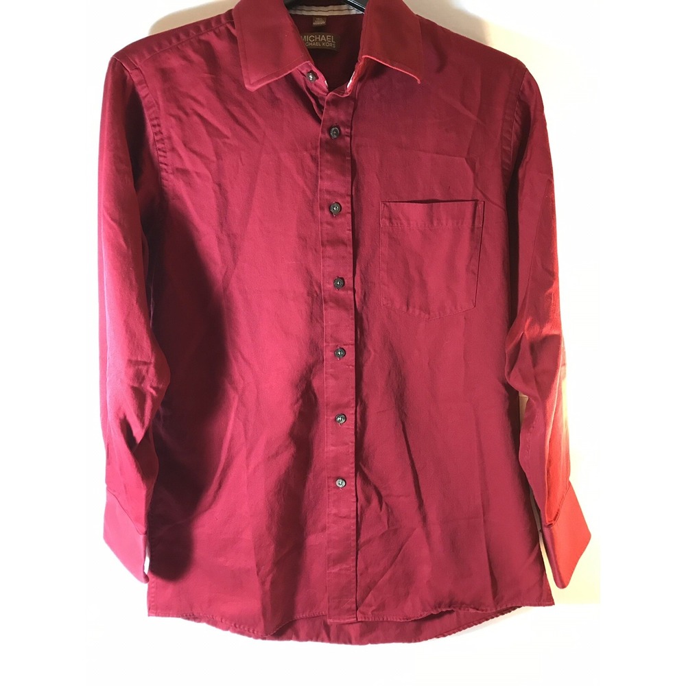 michael kors mens 15 1/2 red‎ long sleeve dress shirt